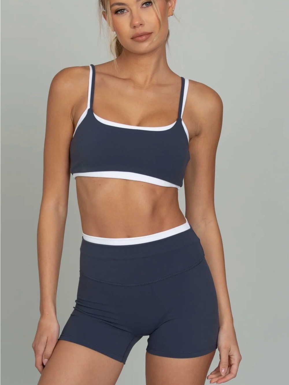 Gold Hinge Bluewash Double Layer Strydeform Bra and Shorts (M)